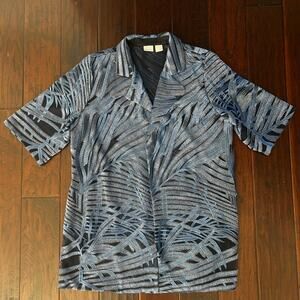 Women's Travelers by Chico's Black & Blue Open Cardigan Coverlet | Size 2 (L/XL)